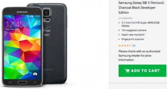 Samsung начала продажи смартфона Galaxy S5 Developer Edition